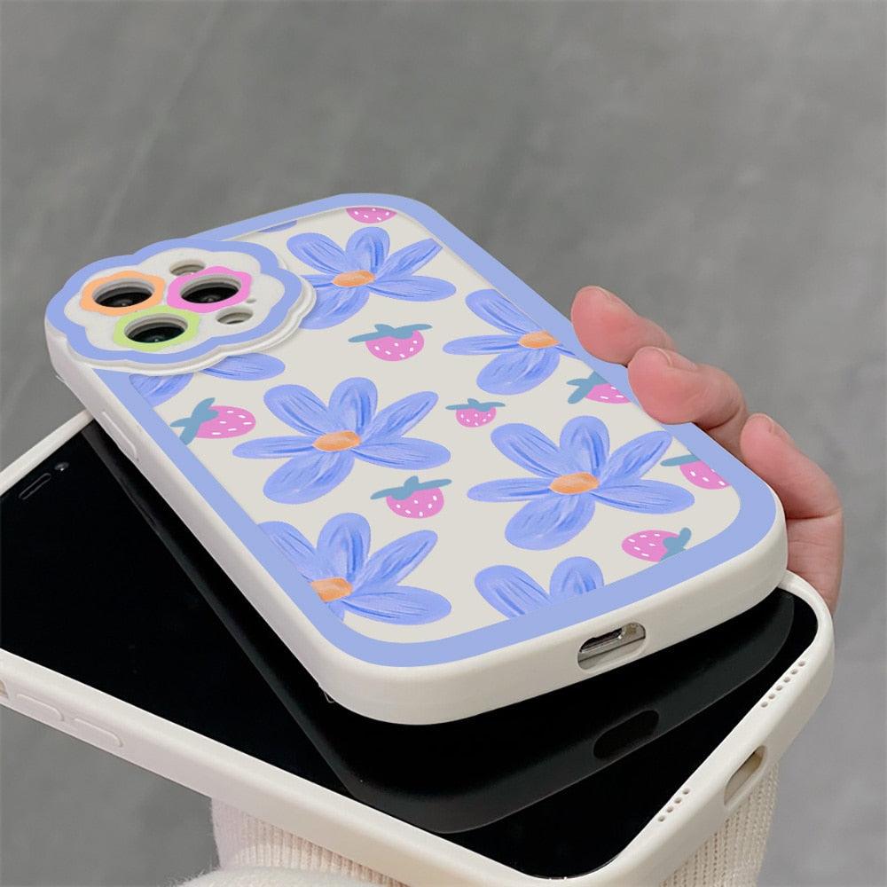 Purple Flower Phone Case For iPhone 11 Case iPhone 13 14 Pro Max iPhone 12 Phone Case iPhone11 iPhone14 Soft Back Cover Cute Pattern Soft iPhone Fashion Comfortable Grip Design & Aesthetic Floral Pattern iphone Case