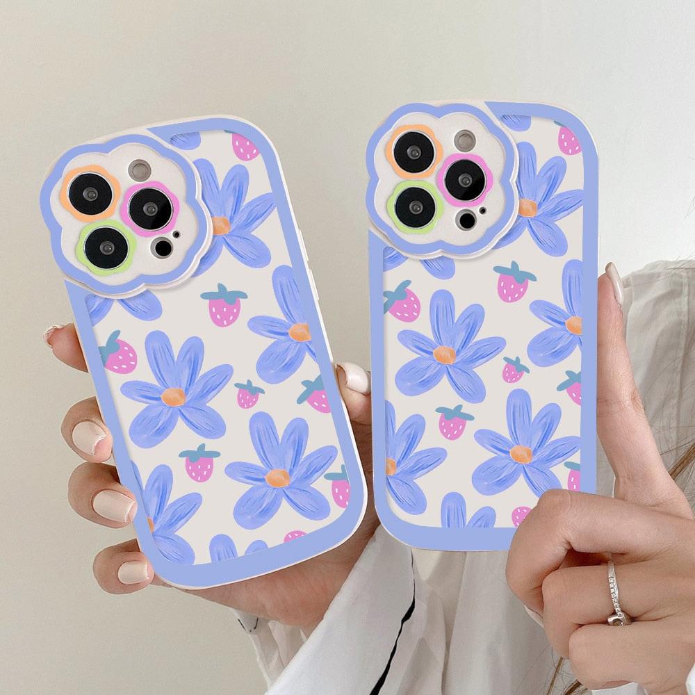 Purple Flower Phone Case For iPhone 11 Case iPhone 13 14 Pro Max iPhone 12 Phone Case iPhone11 iPhone14 Soft Back Cover Cute Pattern Soft iPhone Fashion Comfortable Grip Design & Aesthetic Floral Pattern iphone Case