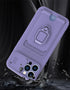 Purple Silicone Slide Camera Protector Case For iPhone 14 11 12 13 Pro Max X XR XS Magnetic Ring Card Holder Cover Heavy Duty Multifunctional Shockproof Magnetic Cover Case & Holder