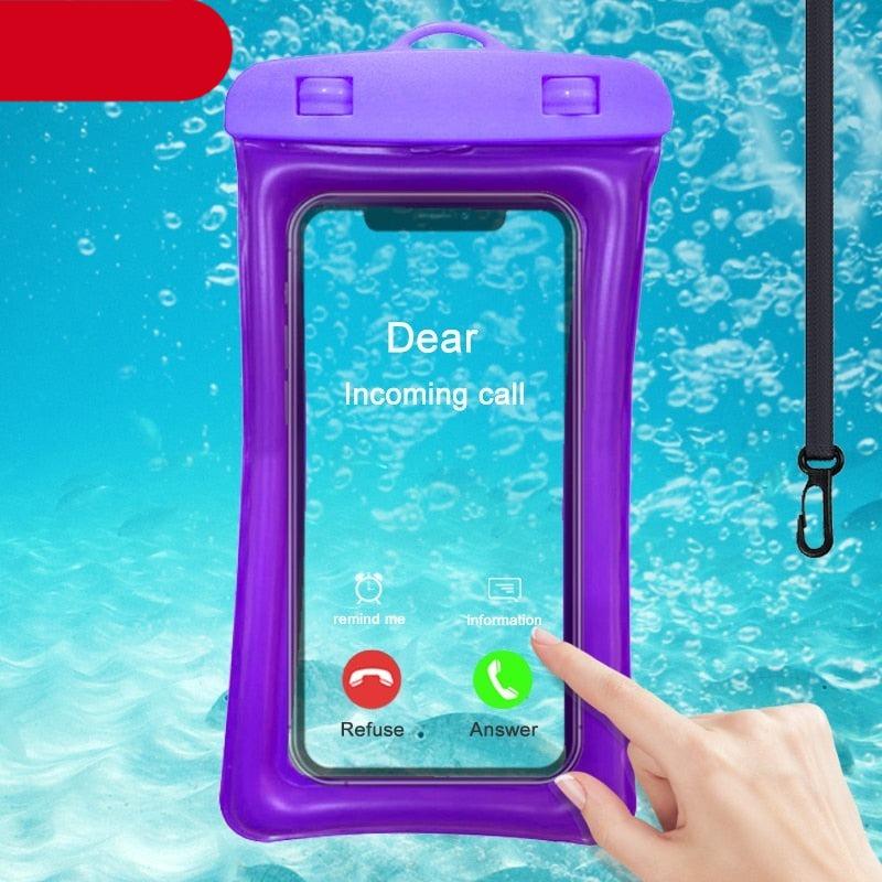 Purple Universal Waterproof Phone Case Water Proof Swim Pouch Bag Cases For iPhone Floating Phone Protector Smartphone Touchscreen Waterproof Pouch