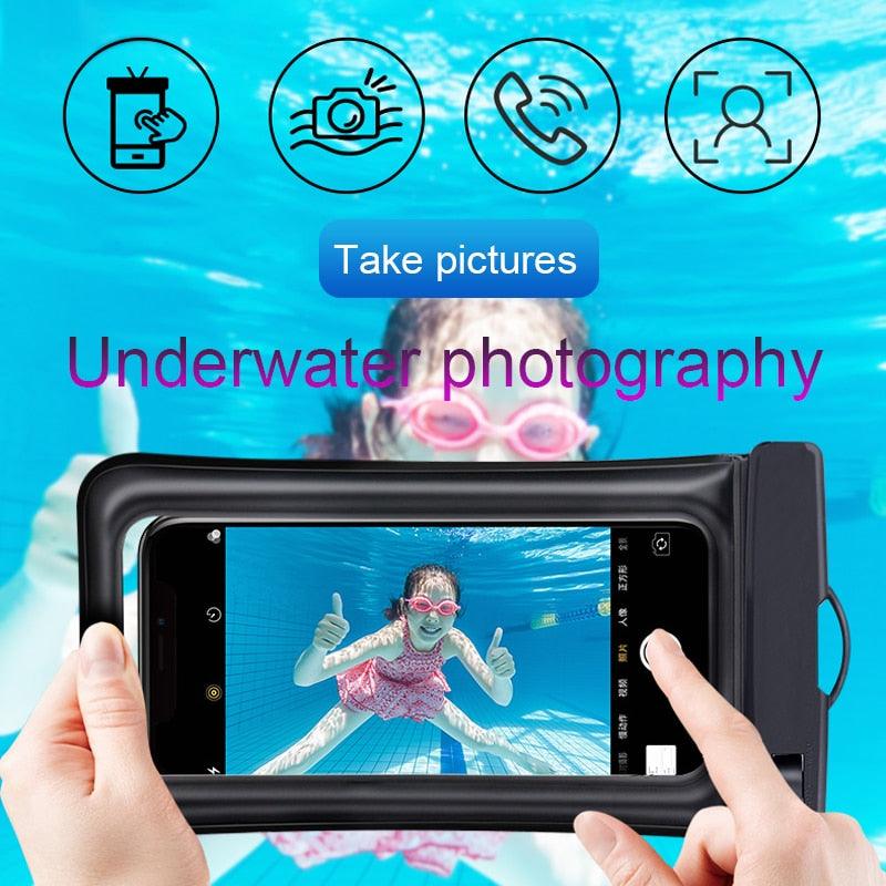 Purple Universal Waterproof Phone Case Water Proof Swim Pouch Bag Cases For iPhone Floating Phone Protector Smartphone Touchscreen Waterproof Pouch