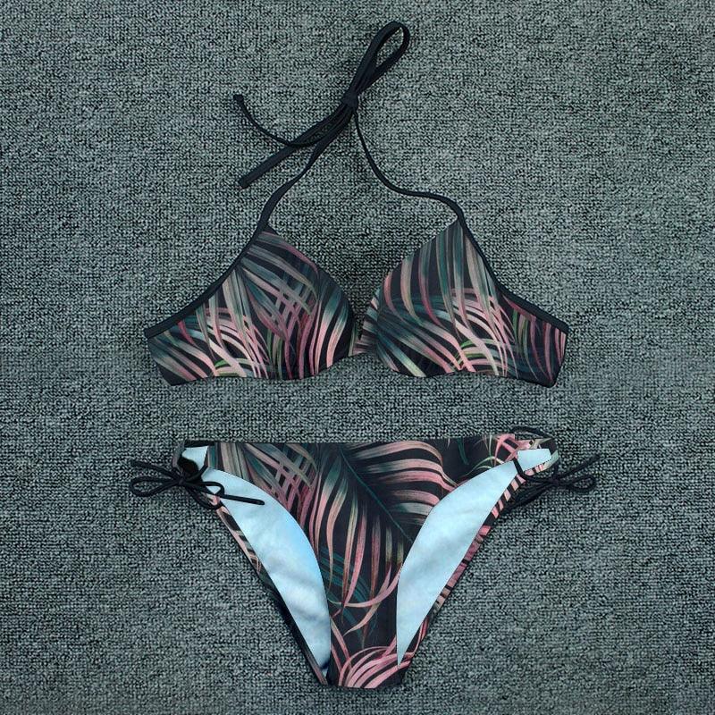 Push Up Bikini Floral Print Swimsuit Swimwear Women Bathing Suit Bikinis Set Brazilian Beach Female Wear Women's Bikini Swimsuits Floral Printed Bathing Suits for Women 2 Piece Bikini