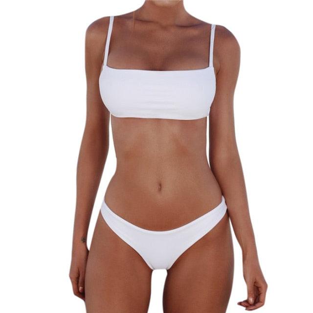 Push Up Bikini Set Swimsuits High Waist Swimwear Women Ribbed Bathing Suits Brazilian Bikinis Swimsuit for Women  Bottom Triangle Bikinis Top Bathing Suit