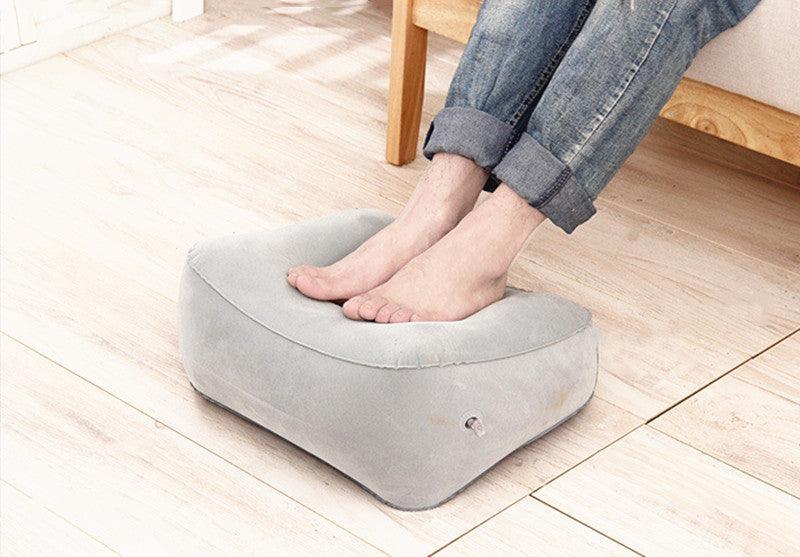 PVC Footrest Pillow Inflatable Portable Foot Rest Plush Pillow Cushion Travel Plane Train Office Home Leg Feet Relaxing Tool Inflatable Foot Rest Pillow for Travel Kids Adults Airplane Travel Pillow Adjustable Height Cushions