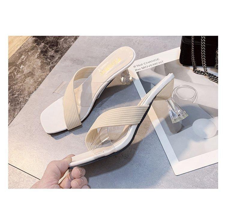 Queen Fashion PU Sandals Knit Women Transparent Sandals Pointed Toe High Heels Party Cross Women High Heel Sandals Transparent Pointed Toe Luxury Dress Outdoor Sandals