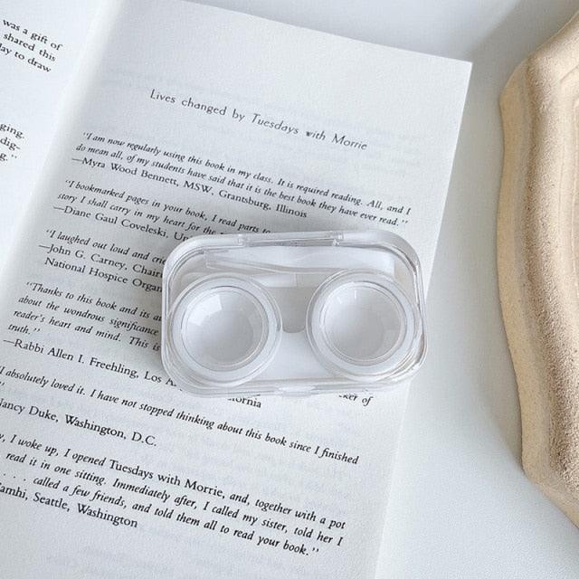 Rabbit Contact Lens Case Plastic Hard Contact Lenses Box Cute Eyeglass Case Lens Container Christmas Gift Mini Contact Lenses Soak Storage Kit With Tweezer Lens Remover And Inserter Tool Double-Desk Design