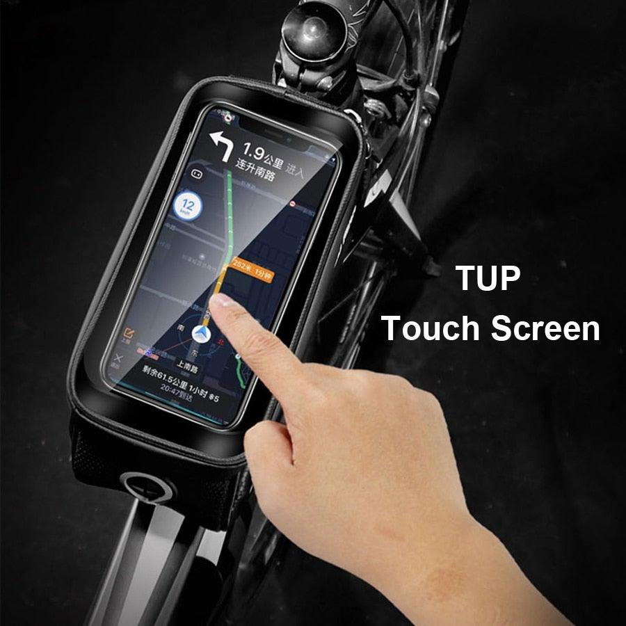 Rainproof Bicycle Bag Frame Front Top Tube Cycling Bag Reflective 6.5in Phone Case Touchscreen Bag Bike Accessories Bike Phone Bag Bicycle Bag Front Frame Pouch Top Tube Pouch Waterproof Bike Holder Accessories Bag Mount Handlebar Cell Phone