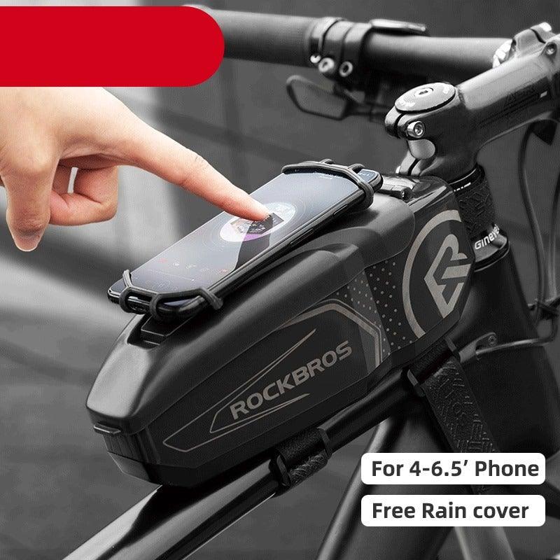 Rainproof Bike Bag For 4-6.5' Front Phone Bag Special PC Hard Shell With Free Rain Cover Motorcycle Bike Accessories  Bike Phone Bag Bike Pouch Top Tube Bag Bicycle Front Frame Bag Waterproof Bike Accessories Bag Phone Holder Compatible With Smartphones