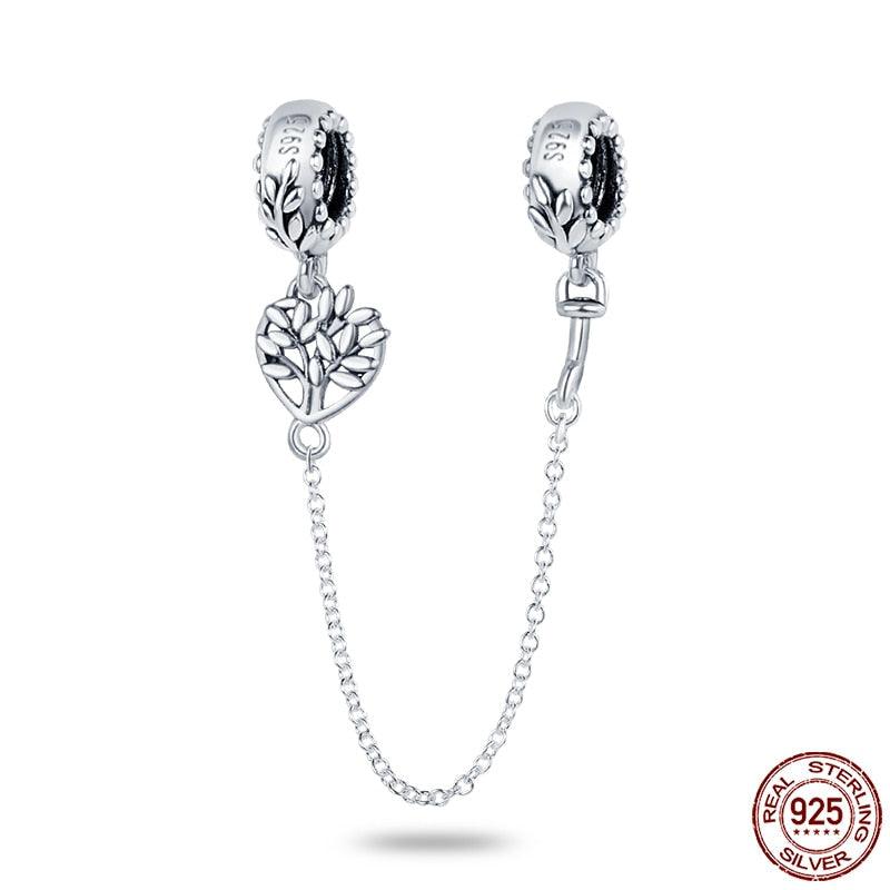 Real 925 Sterling Silver Stars & Moon Sunflower Safety Chains Spacer Beads Charms Fit 925 Original Bracelets Jewelry Charms Fit for Bracelet Jewelry Accessories