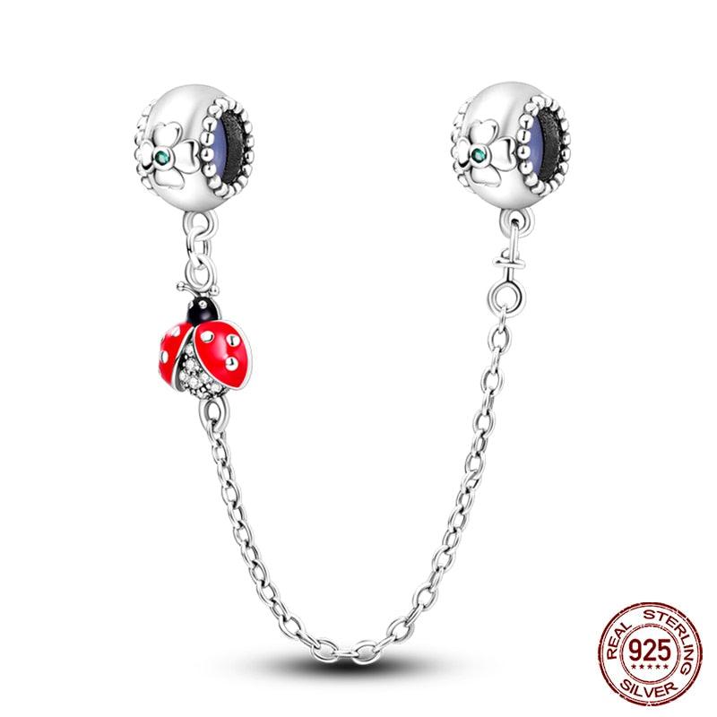 Real 925 Sterling Silver Stars & Moon Sunflower Safety Chains Spacer Beads Charms Fit 925 Original Bracelets Jewelry Charms Fit for Bracelet Jewelry Accessories