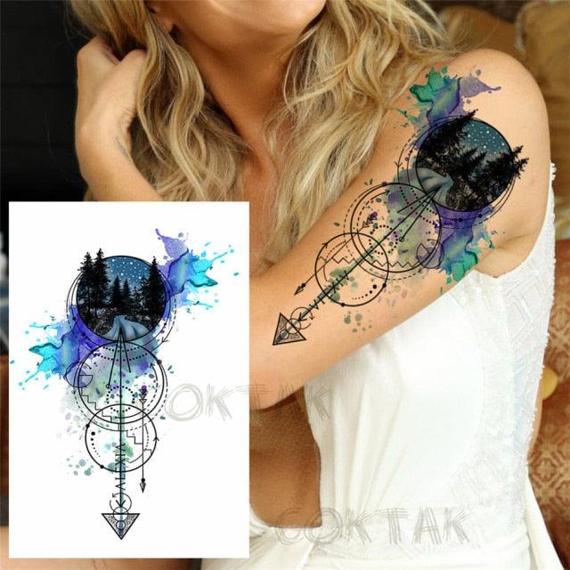 Realistic Black Temporary Small Big Tattoos Space Planets Animals Tatoos Waterproof  Face Hands Tattoos For Girls Mens