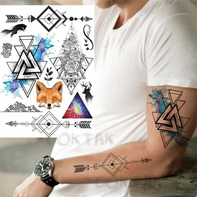 Realistic Black Temporary Small Big Tattoos Space Planets Animals Tatoos Waterproof  Face Hands Tattoos For Girls Mens