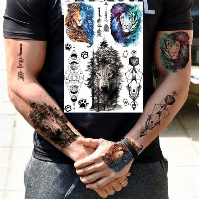 Realistic Black Temporary Small Big Tattoos Space Planets Animals Tatoos Waterproof  Face Hands Tattoos For Girls Mens