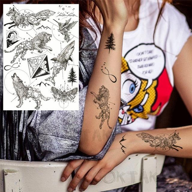 Realistic Black Temporary Small Big Tattoos Space Planets Animals Tatoos Waterproof  Face Hands Tattoos For Girls Mens