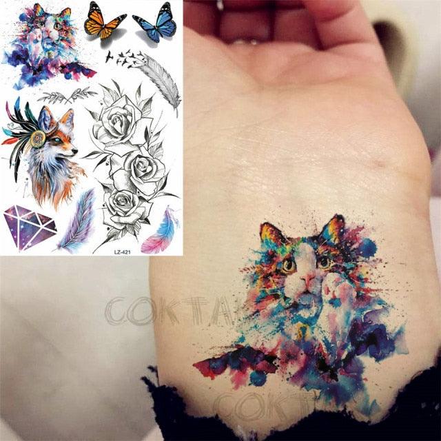 Realistic Black Temporary Small Big Tattoos Space Planets Animals Tatoos Waterproof  Face Hands Tattoos For Girls Mens