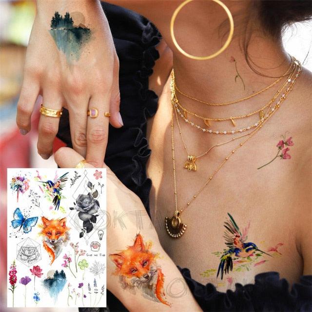 Realistic Black Temporary Small Big Tattoos Space Planets Animals Tatoos Waterproof  Face Hands Tattoos For Girls Mens