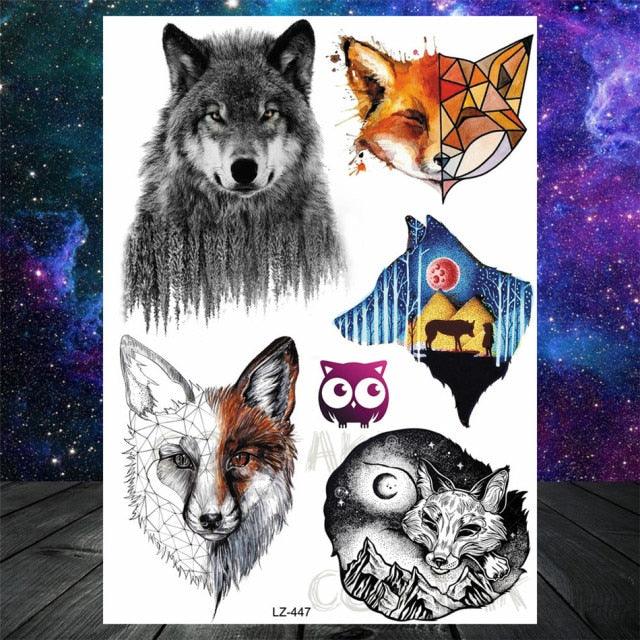 Realistic Black Temporary Small Big Tattoos Space Planets Animals Tatoos Waterproof  Face Hands Tattoos For Girls Mens