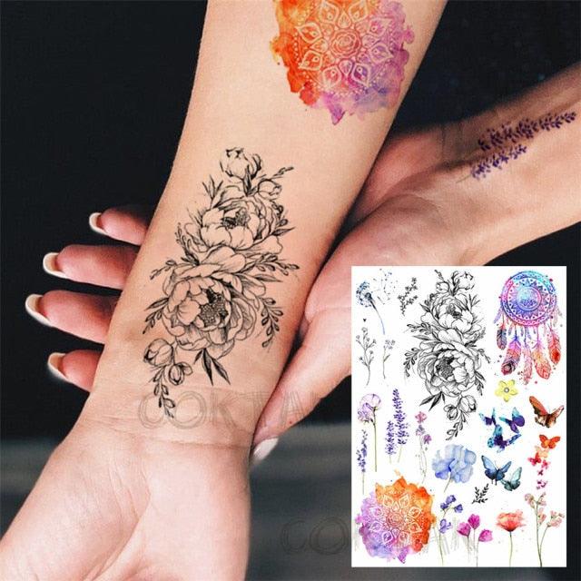 Realistic Black Temporary Small Big Tattoos Space Planets Animals Tatoos Waterproof  Face Hands Tattoos For Girls Mens