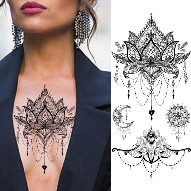 Realistic Sketches Black Flowers Temporary Waterproof Flower Tattoos Modern Body Arm Drawing For Womens - STEVVEX Beauty - 103, Arm Tattoo, Beauty, Big Flowers Tattoo, Big Tattoo, Black Tattoos, Body Tattoo, Fashion Tattoo, Flower Tattoo, Lavender Tattoo, Leg Tattoo, Luxury Tattoo, Modern Tatoos, Modern Tattoo, Realistic Tattoo, Sketch Tattoo, Stylish Tattoo, Tattoo - Stevvex.com