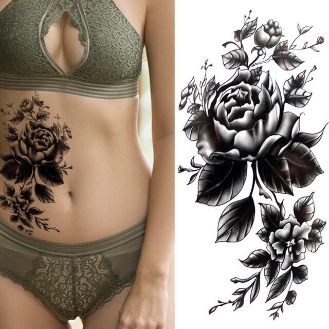 Realistic Sketches Black Flowers Temporary Waterproof Flower Tattoos Modern Body Arm Drawing For Womens - STEVVEX Beauty - 103, Arm Tattoo, Beauty, Big Flowers Tattoo, Big Tattoo, Black Tattoos, Body Tattoo, Fashion Tattoo, Flower Tattoo, Lavender Tattoo, Leg Tattoo, Luxury Tattoo, Modern Tatoos, Modern Tattoo, Realistic Tattoo, Sketch Tattoo, Stylish Tattoo, Tattoo - Stevvex.com