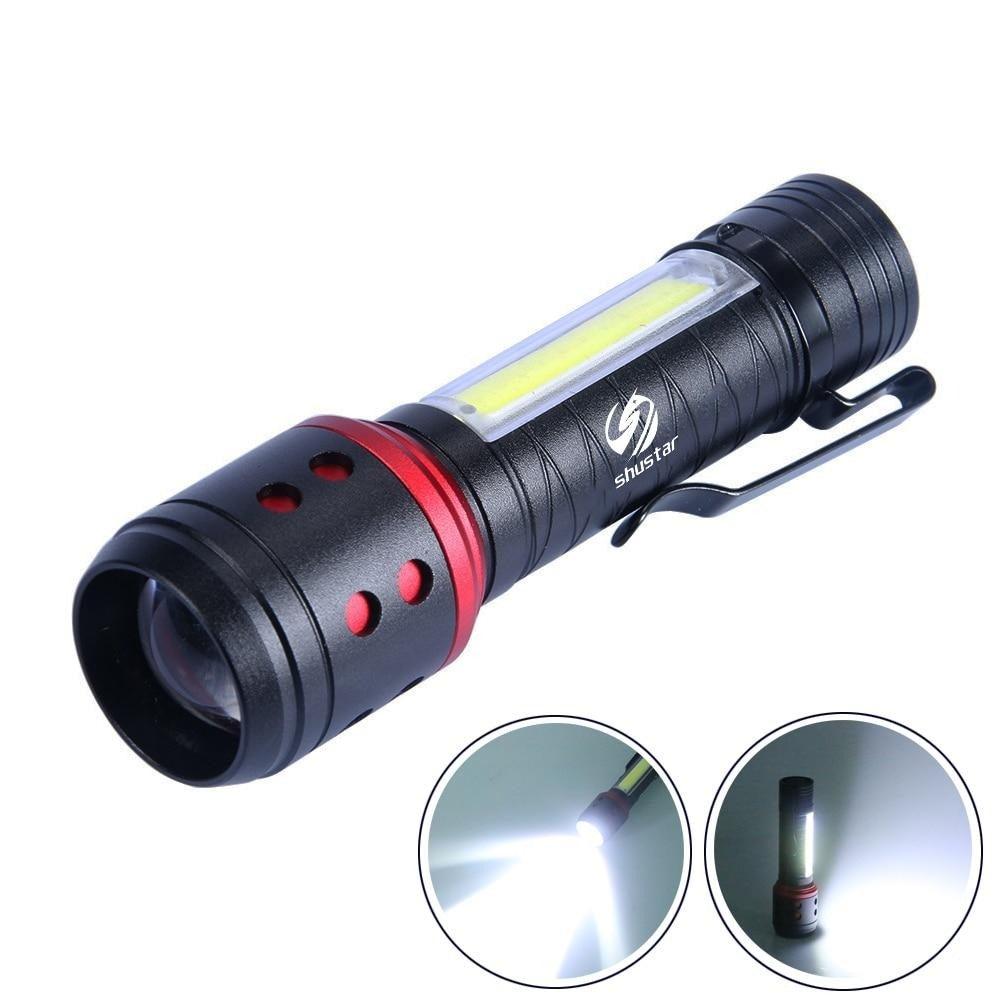 Rechargeable Adjustable LED Flashlight with Worklight Mini LED 4 Lighting Modes Flashlight with Water-Resistant COB Side Light Portable Zoomable High Lumens Lamp For Camping Hiking - STEVVEX Lamp - 200, Flashlight, Gadget, Headlamp, Headlight, lamp, Rechargeable Flashlight, Rechargeable Headlamp, Rechargeable Headlight, Rechargeable Headtorch, Rechargeable Torchlight, Waterproof Flashlight, Waterproof Headlamp, Waterproof Headlight, Waterproof Headtorch, Waterproof Torchlight - Stevvex.com