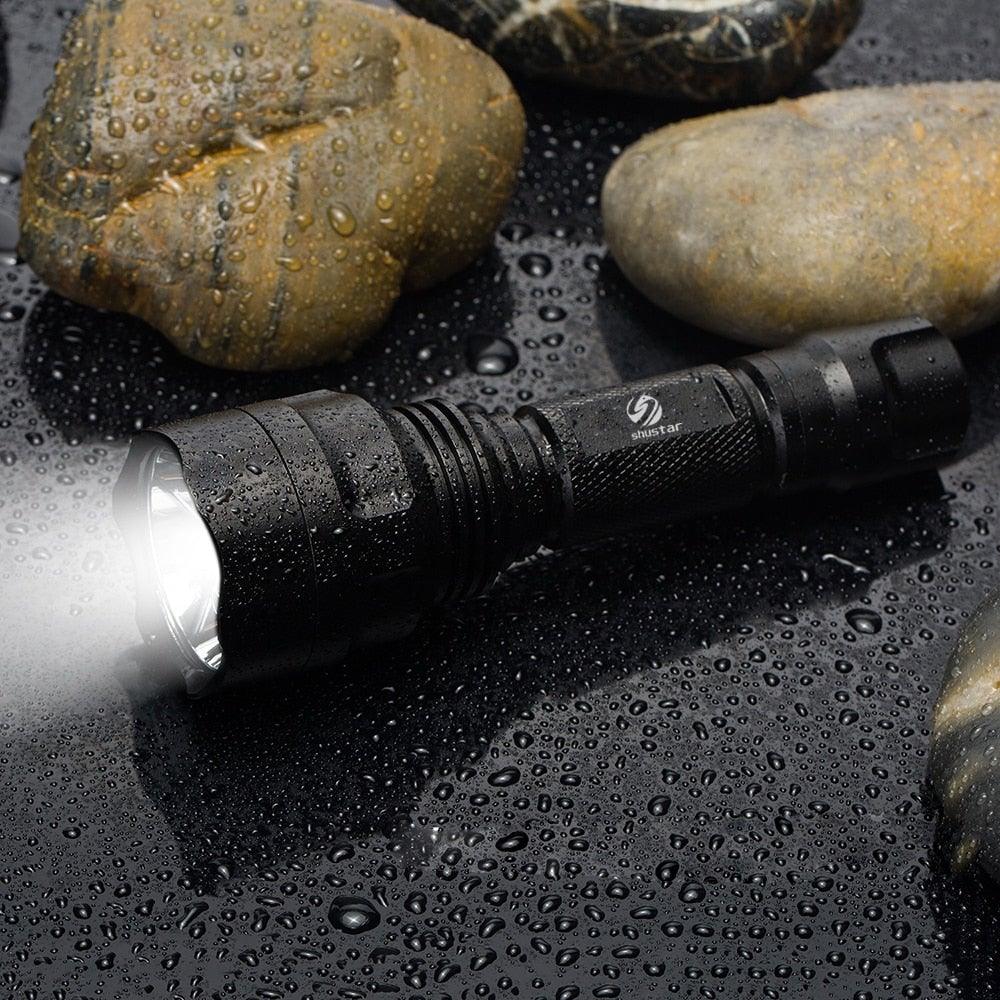 Rechargeable Adjustable Zoomable Waterproof LED Flashlight Super bright LED Tactical Torch Flashlight For Night Riding Camping Hiking Hunting & Indoor Activities - STEVVEX Lamp - 200, Bright Flashlight, Camping Flashlight, Camping lamp, Camping Torchlight, Flashlight, Rechargeable Flashlight, Rechargeable LED Flashlight, Rechargeable LED Torchlight, Rechargeable Torchlight, Waterproof Flashlight, Waterproof LED Flashlight, Waterproof LED Torchlight, Waterproof Torchlight - Stevvex.com