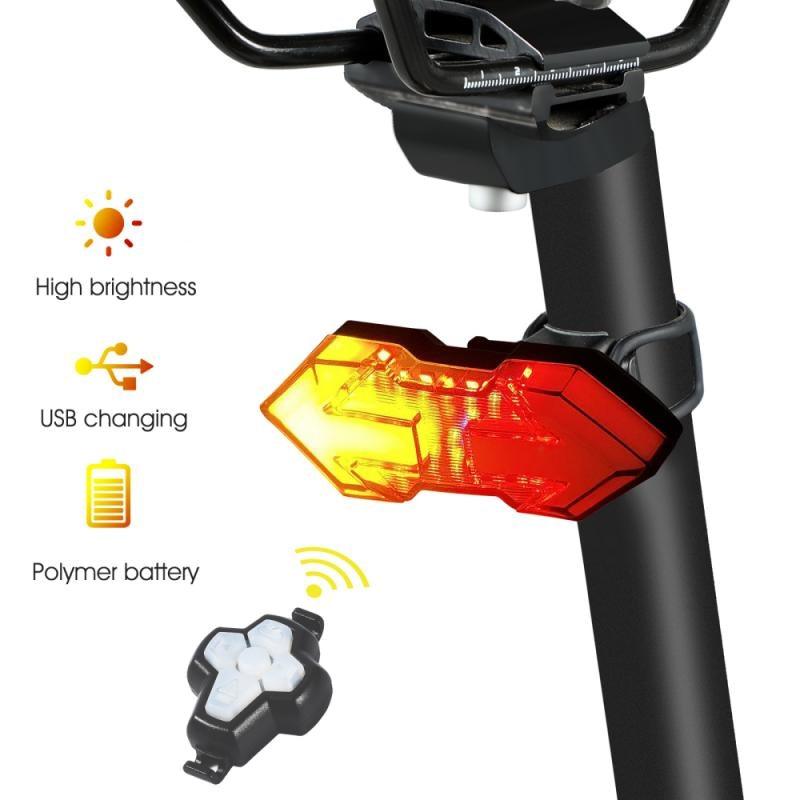 Rechargeable Bike Tail Light Turn Signals Wireless Remote Control Mountain Smart Bike Taillight Waterproof Bicycle Flashing Ultra Bright Bike Light USB LED Bicycle Rear Light Waterproof Light 5 Light Mode Headlights