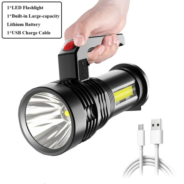 Rechargeable Handheld Flashlights Waterproof 3 Switch Mode Powerful High Lumens Spotlight Fashlight High Power Portable LED Waterproof Outdoor Long Lasting Spot Light Flashlight For Home & Outdoor Use - STEVVEX Lamp - 200, Flashlight, Gadget, Headlamp, Headlight, lamp, Rechargeable Flashlight, Rechargeable Headlamp, Rechargeable Headlight, Rechargeable Torchlight, Waterproof Flashlight, Waterproof Headlamp, Waterproof Headlight, Waterproof Torchlight - Stevvex.com