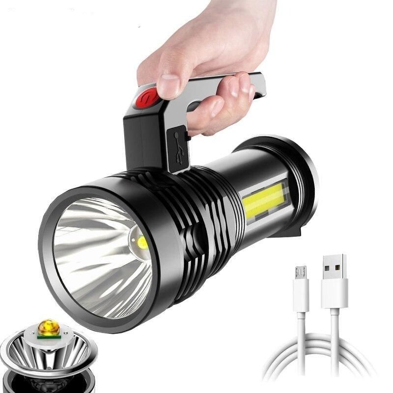 Rechargeable Handheld Flashlights Waterproof 3 Switch Mode Powerful High Lumens Spotlight Fashlight High Power Portable LED Waterproof Outdoor Long Lasting Spot Light Flashlight For Home & Outdoor Use - STEVVEX Lamp - 200, Flashlight, Gadget, Headlamp, Headlight, lamp, Rechargeable Flashlight, Rechargeable Headlamp, Rechargeable Headlight, Rechargeable Torchlight, Waterproof Flashlight, Waterproof Headlamp, Waterproof Headlight, Waterproof Torchlight - Stevvex.com