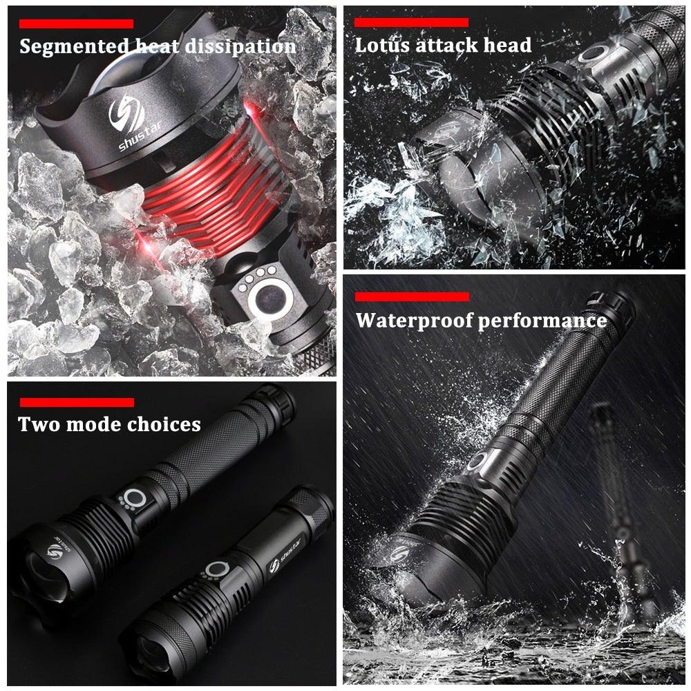 Rechargeable LED Flashlights Waterproof Hnadheld Super Bright High Lumens Zoomable Powerful Lamp Bead Flashlight Torch For Outdoor & Indoor Camping Running Fishing Hiking Lamp - STEVVEX Lamp - 200, Flashlight, Gadget, Headlamp, Headlight, LED Headlight, Rechargeable Flashlight, Rechargeable Headlamp, Rechargeable Headlight, Rechargeable Headtorch, Rechargeable Torchlight, Torchlight, Zoomable Flashlight, Zoomable Headlight - Stevvex.com