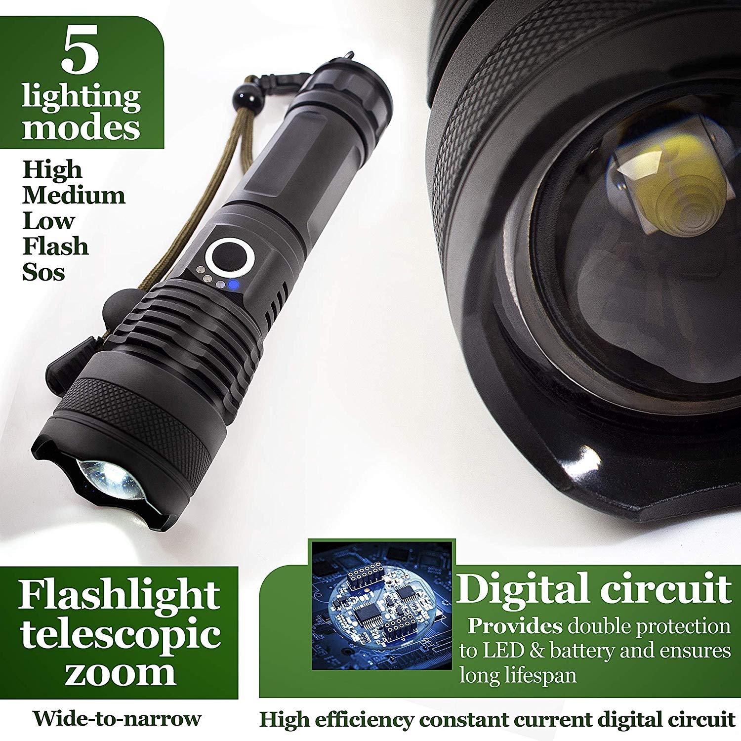 Rechargeable LED Flashlights Waterproof Hnadheld Super Bright High Lumens Zoomable Powerful Lamp Bead Flashlight Torch For Outdoor & Indoor Camping Running Fishing Hiking Lamp - STEVVEX Lamp - 200, Flashlight, Gadget, Headlamp, Headlight, LED Headlight, Rechargeable Flashlight, Rechargeable Headlamp, Rechargeable Headlight, Rechargeable Headtorch, Rechargeable Torchlight, Torchlight, Zoomable Flashlight, Zoomable Headlight - Stevvex.com