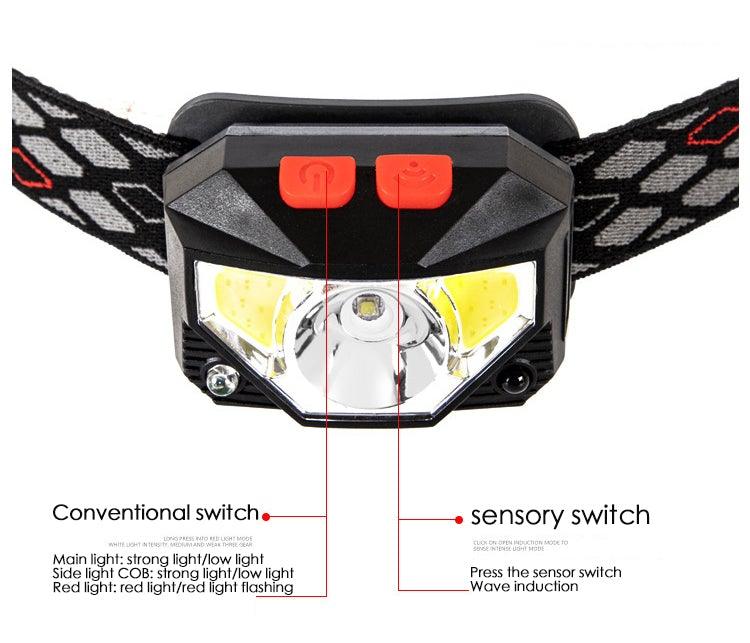 Rechargeable LED Powerfull Headlamp Flashlight USB Waterproof Headlamp Motion Body Sensor Headlight For Adults & Kids Camping Flashlight Outdoors Camping Running Biking Fishing - STEVVEX Lamp - 200, Flashlight, Gadget, Headlamp, Headlight, lamp, LED Flashlight, LED Headlamp, LED Headlight, Rechargeable Flashlight, Rechargeable Headlamp, Rechargeable Headlight, Rechargeable Torchlight, USB Flashlight, USB Headlight - Stevvex.com