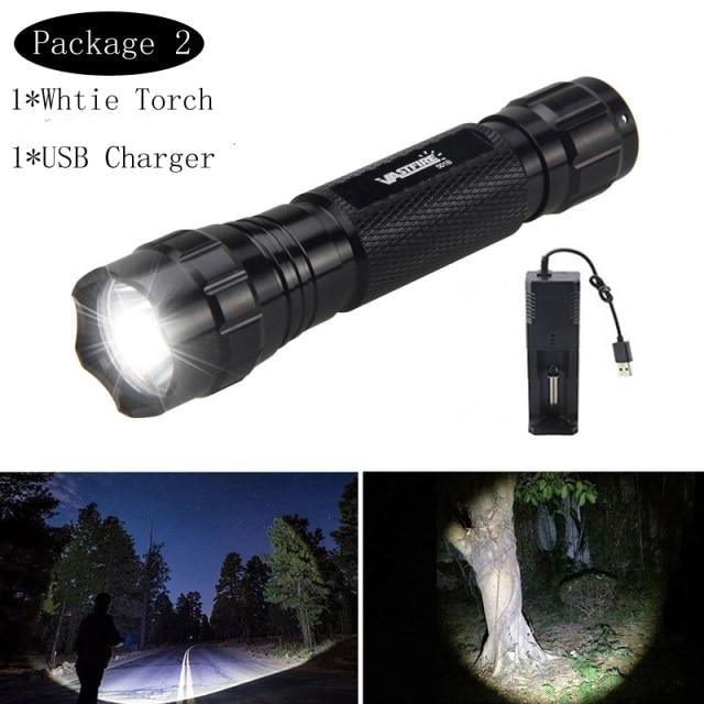 Rechargeable USB Charger High Lumen LED Light Tactical Flashlight With Rail Mount Led Light White Tactical Flashlight Pressure Switch For Long Distance Night Hunting - STEVVEX Lamp - 200, Flashlight, Gadget, Headlamp, Headlight, lamp, LED, LED Flashlight, LED Headlamp, LED Headlight, Rechargeable Headlight, Rechargeable Flashlight, Rechargeable Headlamp, Rechargeable Headtorch, Rechargeable Torchlight - Stevvex.com