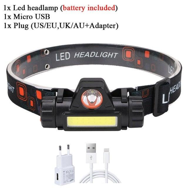 Rechargeable Waterproof Powerful LED Headlamp Portable Mini Built-in 18650 Battery Flashlight For  Portable Head Lamp Flashlight, Outdoor Lightweight Durable Headlight For Outdoor Running Camping Reading Fishing  Walking Jogging Headlight