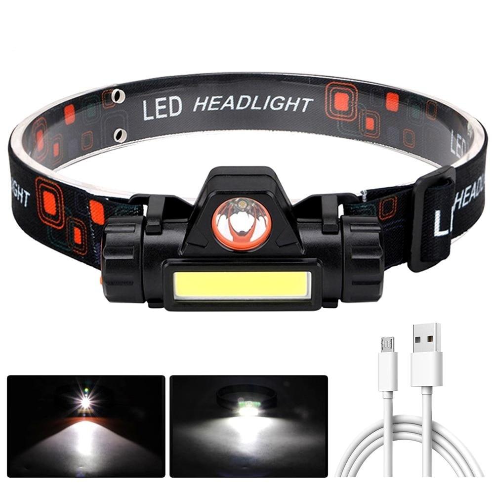 Rechargeable Waterproof Powerful LED Headlamp Portable Mini Built-in 18650 Battery Flashlight For  Portable Head Lamp Flashlight, Outdoor Lightweight Durable Headlight For Outdoor Running Camping Reading Fishing  Walking Jogging Headlight