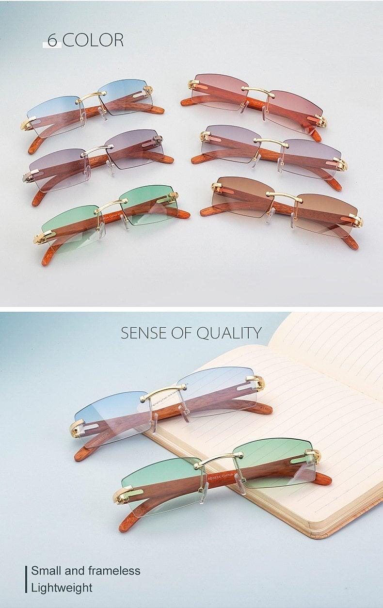 Rectangle Sunglasses for Men/Women Small Rimless Square Shade Eyewear  Sunglasses For Men Super Clear Rimless Sunglasses  Classic Driving Square Sunglasses