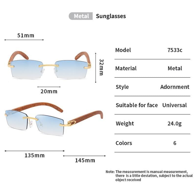 Rectangle Sunglasses for Men/Women Small Rimless Square Shade Eyewear  Sunglasses For Men Super Clear Rimless Sunglasses  Classic Driving Square Sunglasses