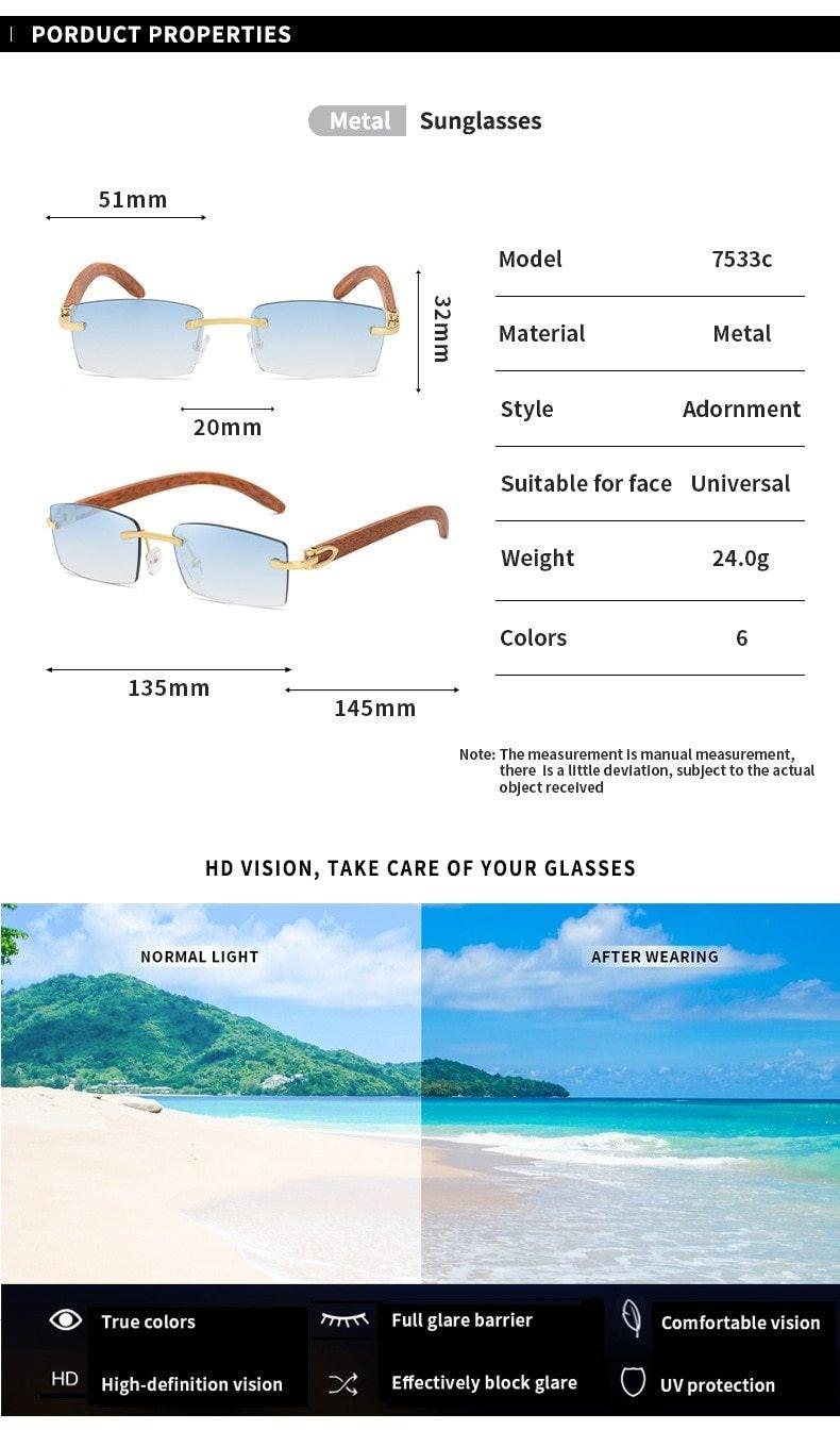 Rectangle Sunglasses for Men/Women Small Rimless Square Shade Eyewear  Sunglasses For Men Super Clear Rimless Sunglasses  Classic Driving Square Sunglasses