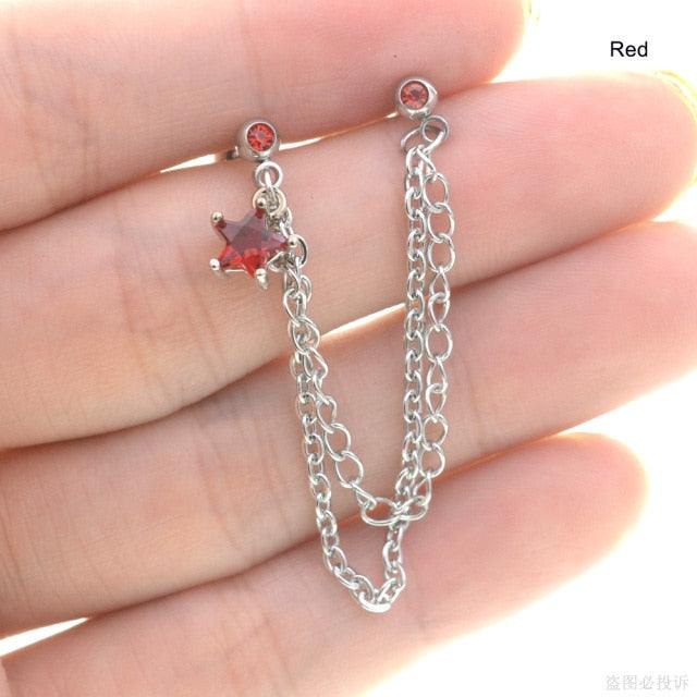 Red Clear White Zircon Heart Tragus Helix Piercing Nose Jewelry Stainless Steel Nose Rings Lobe Earrings Nose Rings Earrings Septum Ring Tragus Piercing Earring Stud Stainless Steel Tassel Earrings Ear Piercing Women Jewelry