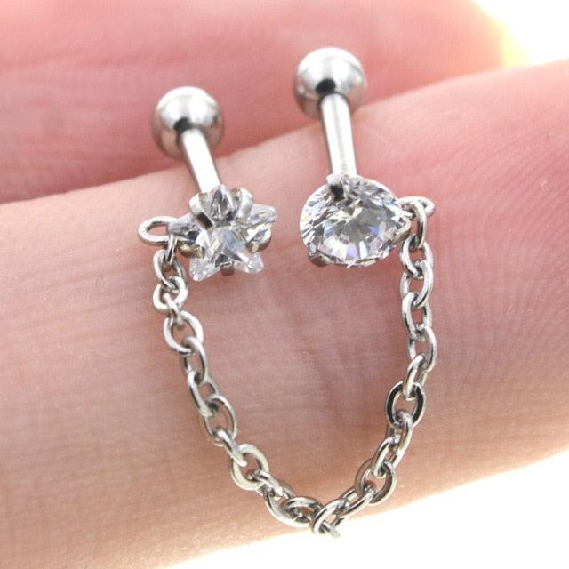 Red Clear White Zircon Heart Tragus Helix Piercing Nose Jewelry Stainless Steel Nose Rings Lobe Earrings Nose Rings Earrings Septum Ring Tragus Piercing Earring Stud Stainless Steel Tassel Earrings Ear Piercing Women Jewelry