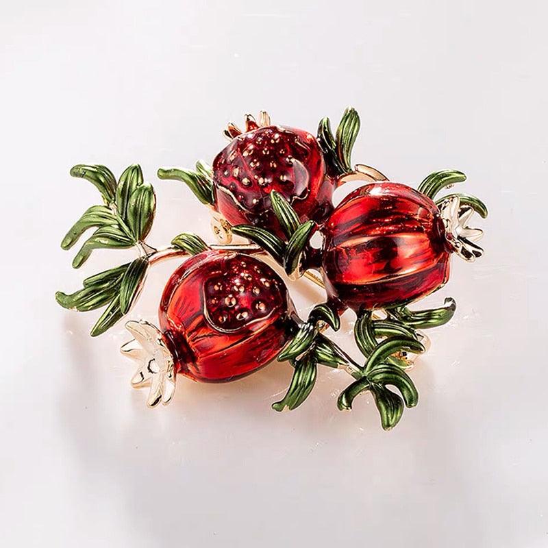 Red Pomegranate Brooches For Women Unique Red Brooches For Women Alloy Fruits Casual Weddings Brooch Pins Gifts Rhinestone Brooches Weddings Office Elegant Brooch Alloy Casual Brooch Cute Gifts