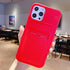 Red Soft Wallet Card Holder Phone Case for iPhone 13 12 11 Pro Max Slide Camera Protection Candy Cover Silicone Back Cover With Slide Camera Cover Protective iphone Case