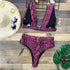 Red Summer Buckle High Waist Bikini Set Swimwear Women Swimsuit Red Snake Print Bathing Suit Female Bikinis Bikini High Waist Push Up Swimsuit 2 Piece Swimwear Bathing Suit Beachwear