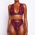 Red Summer Buckle High Waist Bikini Set Swimwear Women Swimsuit Red Snake Print Bathing Suit Female Bikinis Bikini High Waist Push Up Swimsuit 2 Piece Swimwear Bathing Suit Beachwear