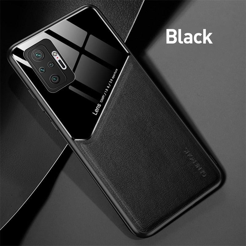 Redmi Note10 Pro Case Leather Car Magnetic Holder Cover For Xiaomi Redmi Note 10 11 Pro 11S 10S 10T Soft Frame Shockproof Luxury Pattern Leather Slim Protective Case