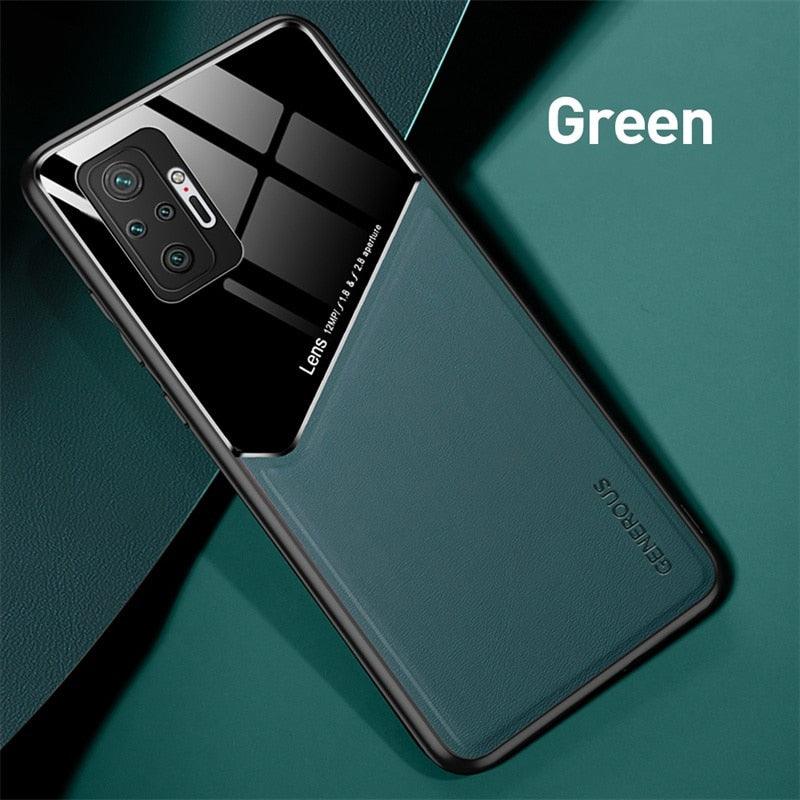 Redmi Note10 Pro Case Leather Car Magnetic Holder Cover For Xiaomi Redmi Note 10 11 Pro 11S 10S 10T Soft Frame Shockproof Luxury Pattern Leather Slim Protective Case