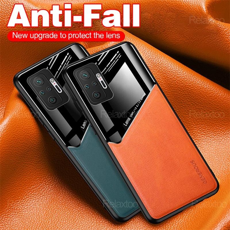 Redmi Note10 Pro Case Leather Car Magnetic Holder Cover For Xiaomi Redmi Note 10 11 Pro 11S 10S 10T Soft Frame Shockproof Luxury Pattern Leather Slim Protective Case