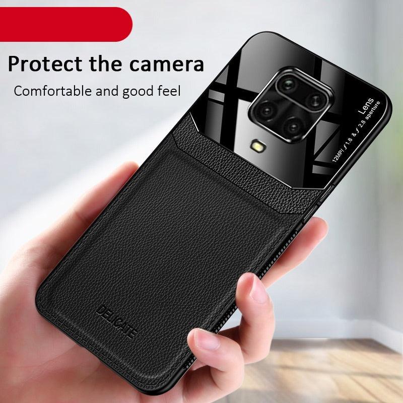 Redmi Note9 Pro Case Silicone Frame PU Leather Cover For Xiaomi Redmi Note 9S 9 Pro Max 9T 8T 7 8 Pro 2021 Xiomi Cases Protective Cover with Camera Protector Hard PC and Ultra Thin Anti-Scratch Phone Case