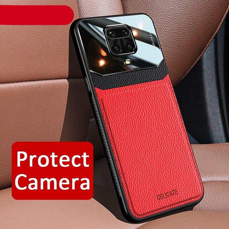 Redmi Note9 Pro Case Silicone Frame PU Leather Cover For Xiaomi Redmi Note 9S 9 Pro Max 9T 8T 7 8 Pro 2021 Xiomi Cases Protective Cover with Camera Protector Hard PC and Ultra Thin Anti-Scratch Phone Case