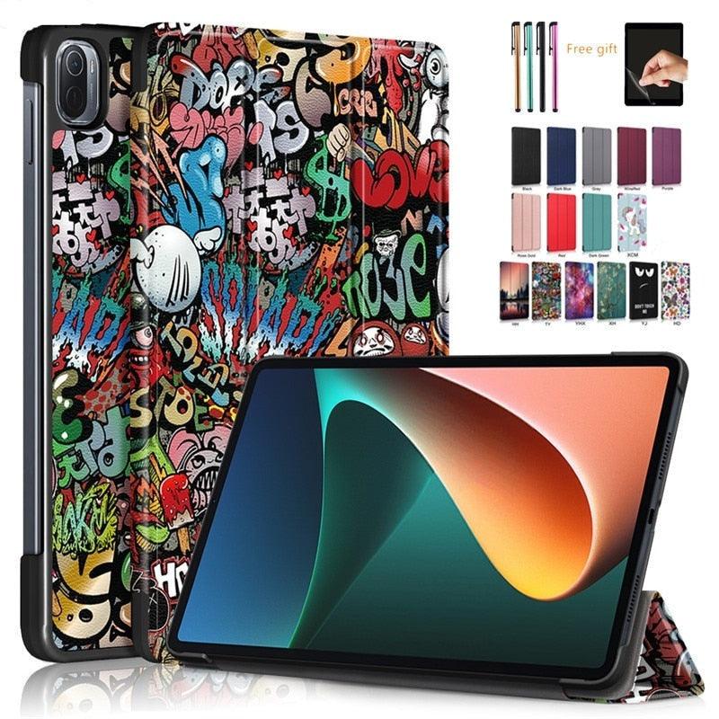 Redmi pad 2022 10.6 For Tablet Xiaomi Pad 5 Case Kids Folding Smart Cover Leather Protective Cover Mi Pad 5 Pro Case Stand Function Leather Case Cover Printed High Quality Leather Protective Cover